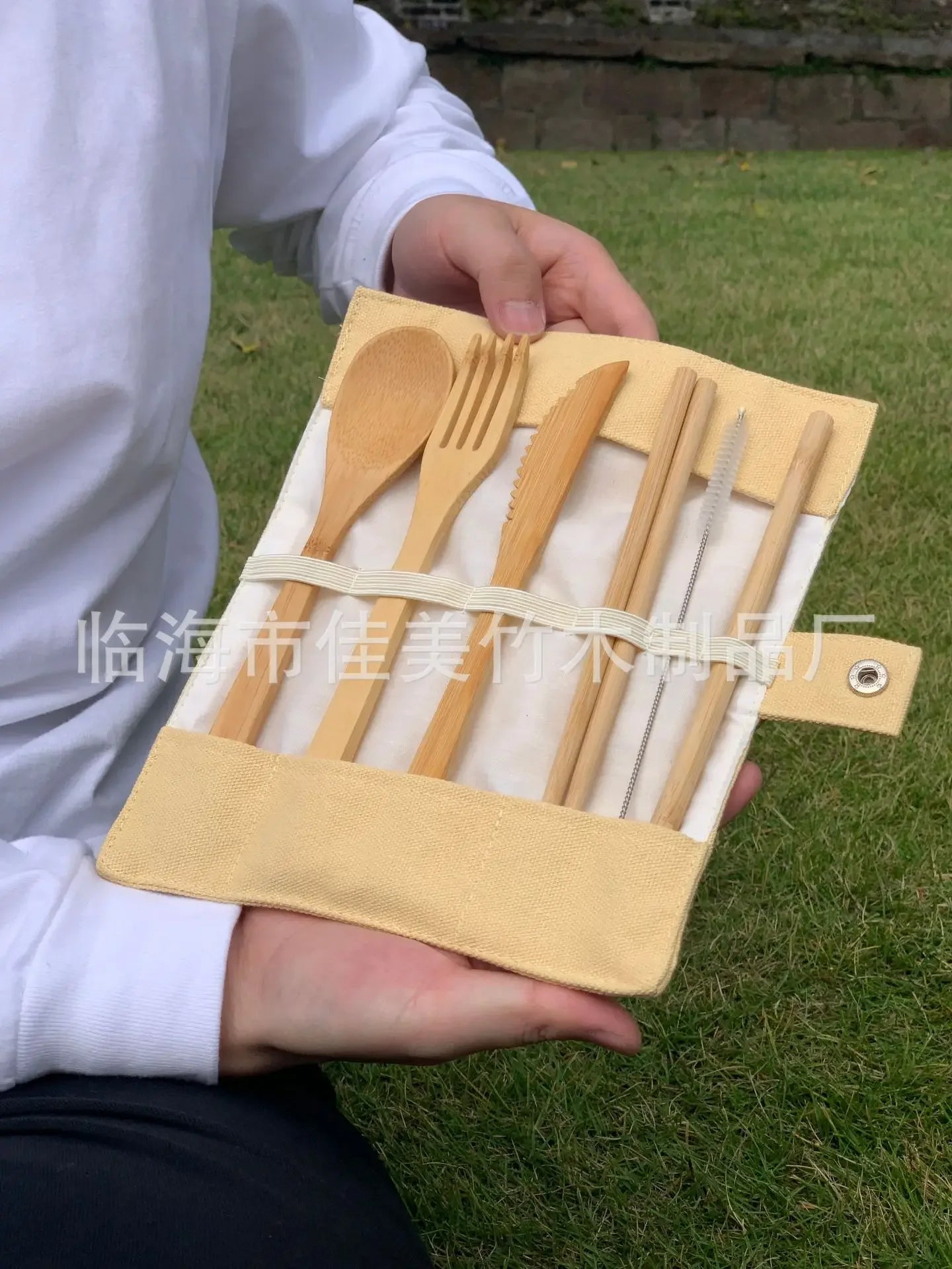Bamboo Portable Cutlery Set - Wooden Spoon, Fork, Knife & Bag | Eco-Friendly Dining Utensils for Home & Outdoor Use