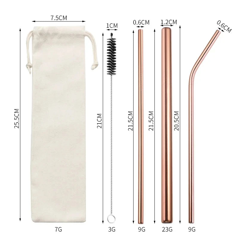 4 Pcs Reusable Straws Straight Bent Metal Drinking Straws Eco Friendly Cocktail Straws for Beverages Milk Coffee