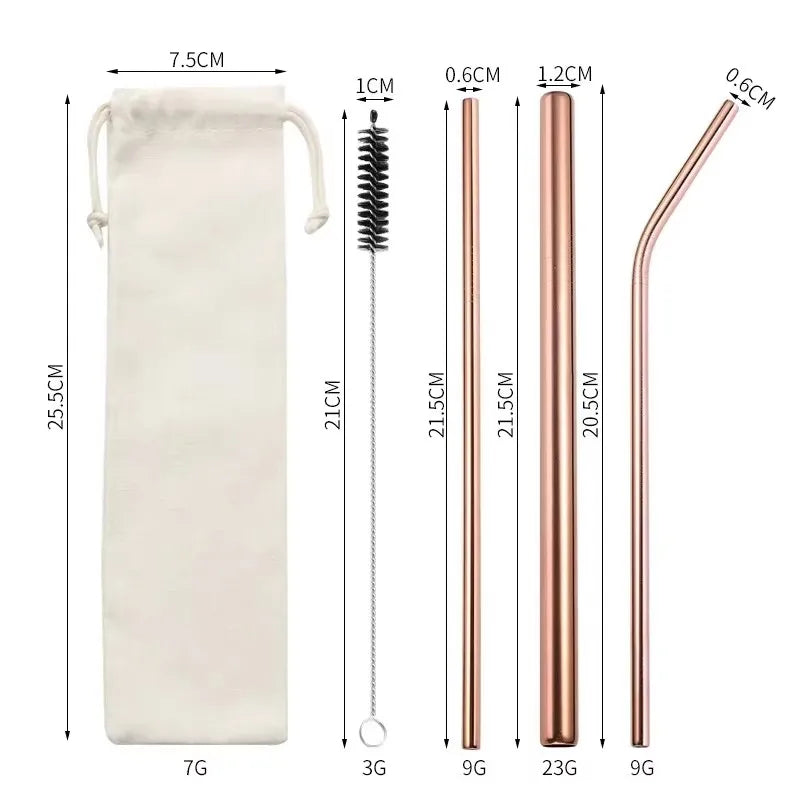 4 Pcs Reusable Straws Straight Bent Metal Drinking Straws Eco Friendly Cocktail Straws for Beverages Milk Coffee