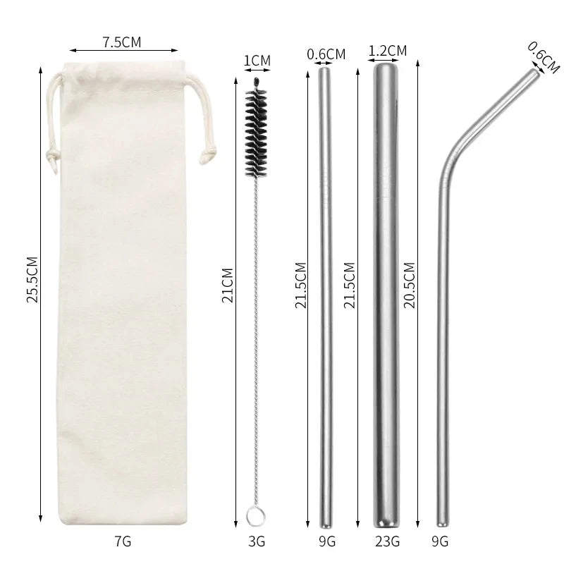 4 Pcs Reusable Straws Straight Bent Metal Drinking Straws Eco Friendly Cocktail Straws for Beverages Milk Coffee