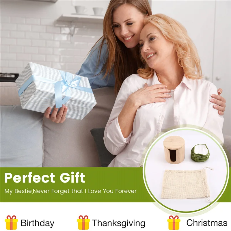 AA20-Reusable Bamboo Makeup Remover Pads - Ultra-Soft, Eco-Friendly, Gift Set With Vegan Bamboo Barrel