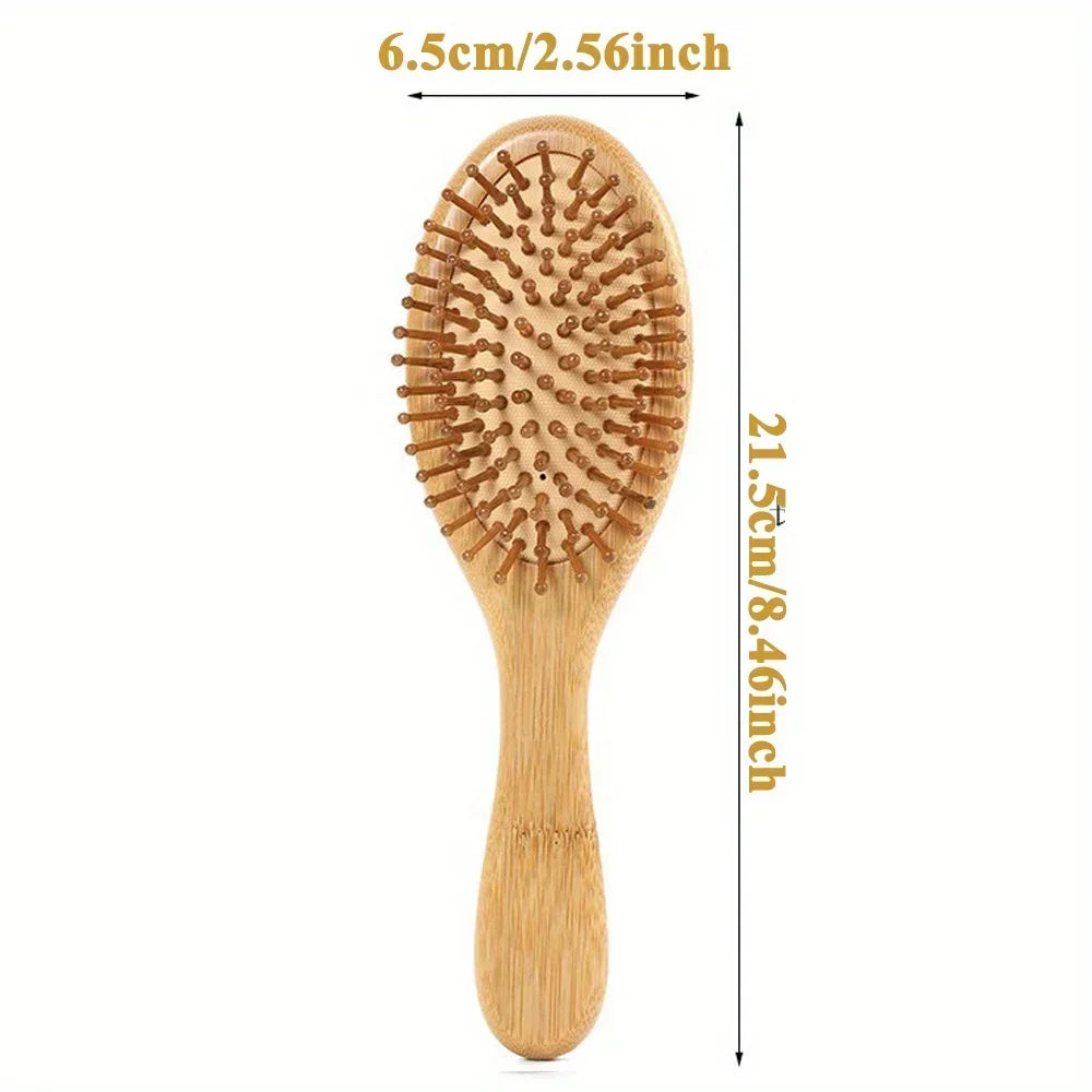 Eco-friendly Bamboo Hair Comb Natural Wooden Anti-Static Detangling Comb Scalp Massage Cushion Hair Styling Tool Unisex