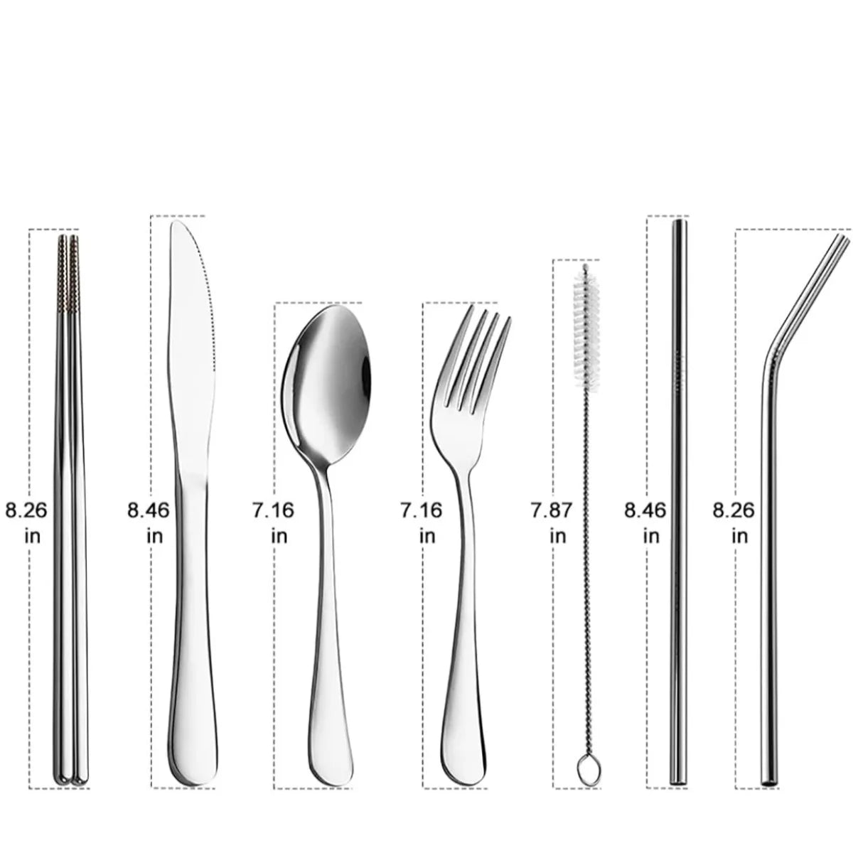 Travel Cutlery Box with Knife, Fork, Spoon, Chopsticks and Reusable Straw Set Suitable for Office, Travel or Camping Accessories