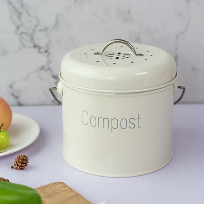 Nordic Style Home Compost Bin 3L Stainless Steel Kitchen Compost Bin Kitchen Composter for Food Waste Coal Filter ZM924