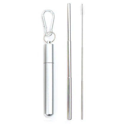 Reusable Telescopic Straw 304 Stainless Steel Metal Straw With Cleaning Brush Portable Drinking Straw Set For Travel With Case
