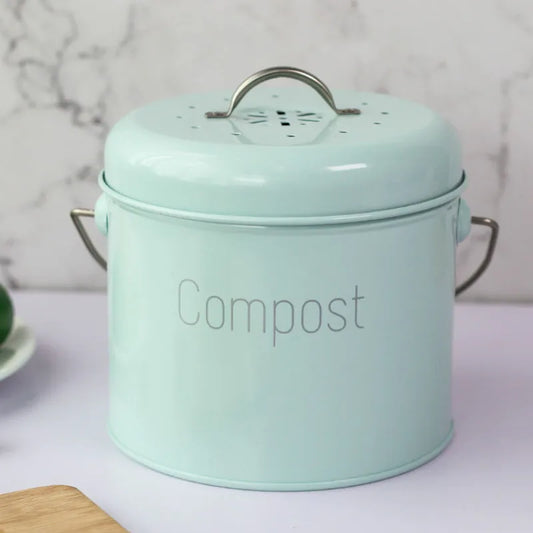 Nordic Style Home Compost Bin 3L Stainless Steel Kitchen Compost Bin Kitchen Composter for Food Waste Coal Filter ZM924