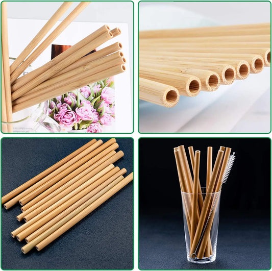 New Style Reusable Bamboo Straws, Organic, BPA Free, Eco-Friendly Alternative To Plastic Straws, Strong & Durable