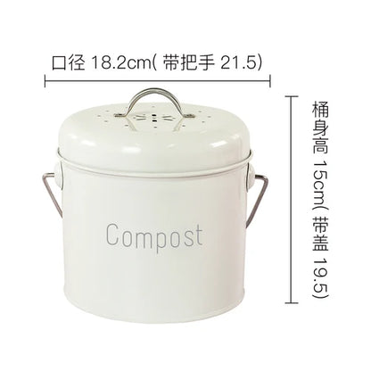 Nordic Style Home Compost Bin 3L Stainless Steel Kitchen Compost Bin Kitchen Composter for Food Waste Coal Filter ZM924