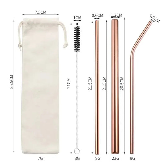 4 Pcs Reusable Straws Straight Bent Metal Drinking Straws Eco Friendly Cocktail Straws for Beverages Milk Coffee