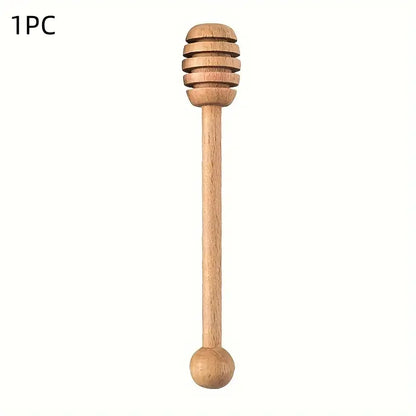 1pc Sustainable Wooden Honey Dipper - Natural Wood, Honeycomb Design, Perfect for Healthy & Sustainable Living, Ideal for Kitche