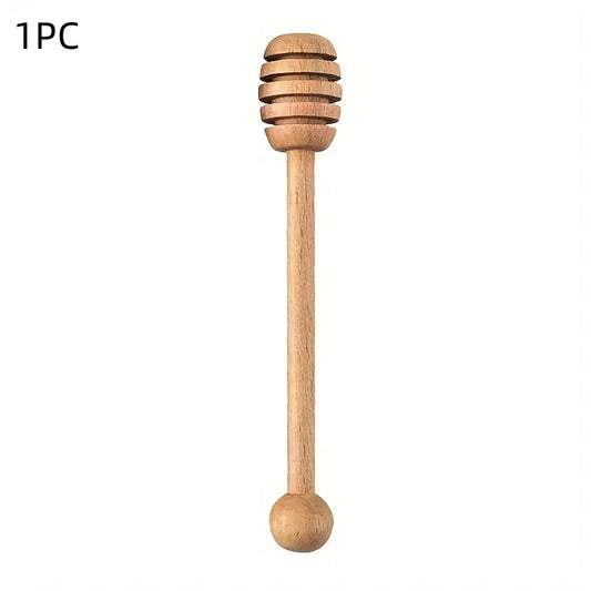 1pc Sustainable Wooden Honey Dipper - Natural Wood, Honeycomb Design, Perfect for Healthy & Sustainable Living, Ideal for Kitche