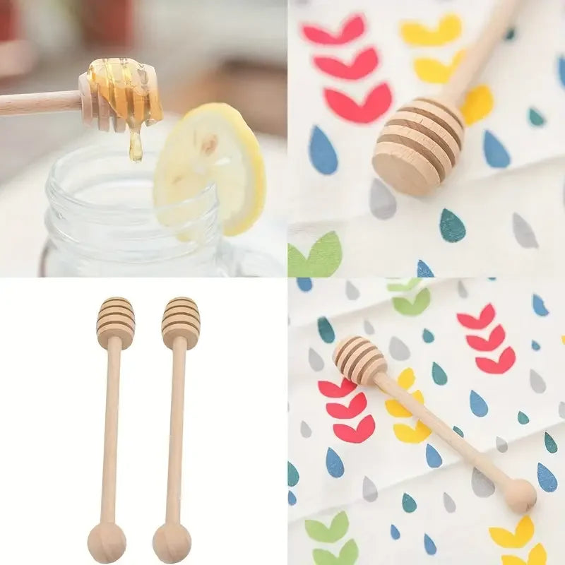 1pc Sustainable Wooden Honey Dipper - Natural Wood, Honeycomb Design, Perfect for Healthy & Sustainable Living, Ideal for Kitche