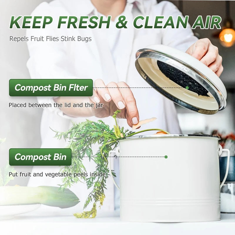 AFBC Compost Bin Filter, 6.7 Inch Filters For Kitchen Compost Bucket Home Countertop Compost Pail Relpacement Filter,12 Pack