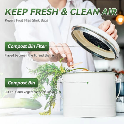 AFBC Compost Bin Filter, 6.7 Inch Filters For Kitchen Compost Bucket Home Countertop Compost Pail Relpacement Filter,12 Pack