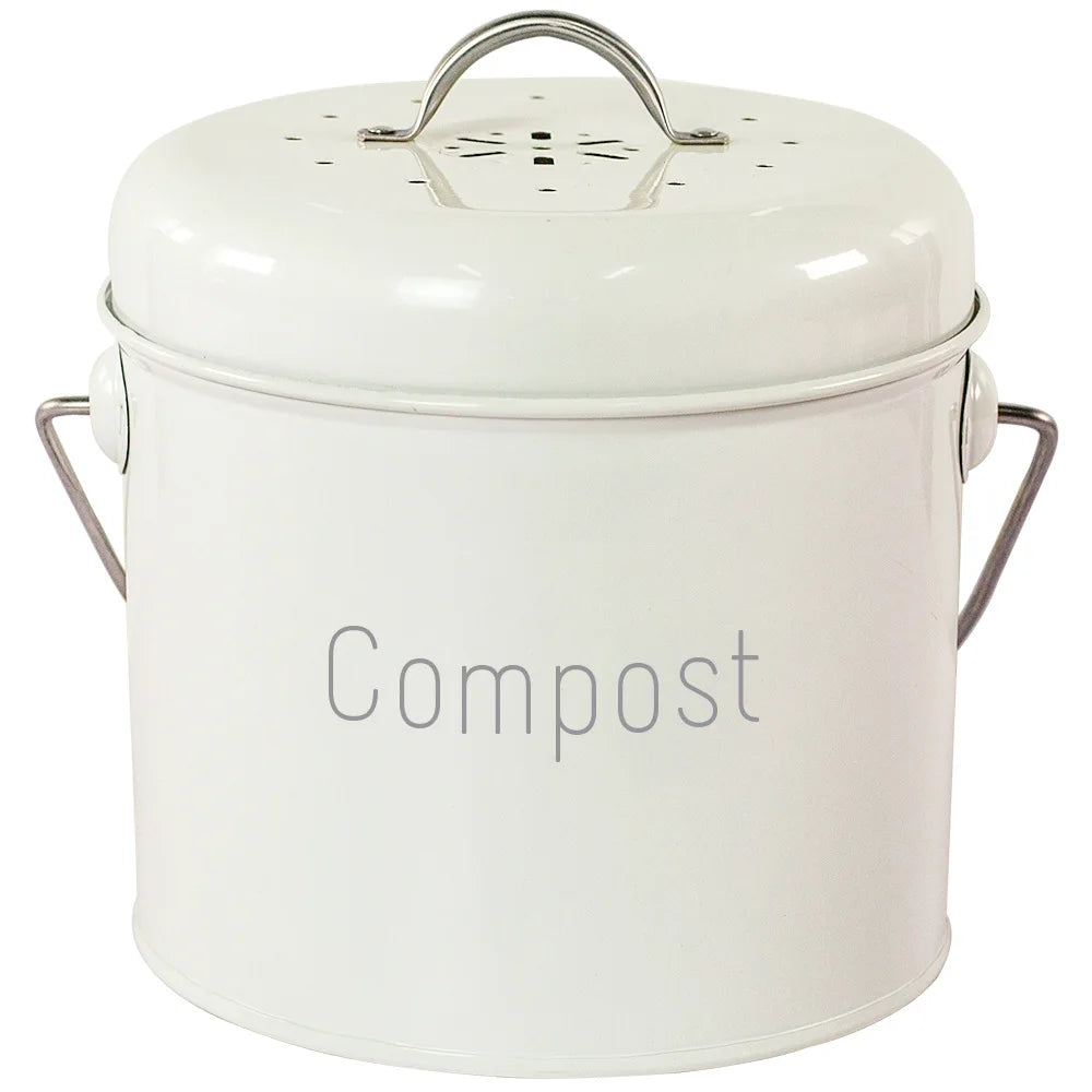 Nordic Style Home Compost Bin 3L Stainless Steel Kitchen Compost Bin Kitchen Composter for Food Waste Coal Filter ZM924