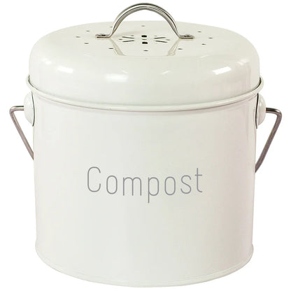 Nordic Style Home Compost Bin 3L Stainless Steel Kitchen Compost Bin Kitchen Composter for Food Waste Coal Filter ZM924
