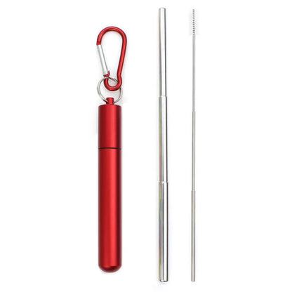 Reusable Telescopic Straw 304 Stainless Steel Metal Straw With Cleaning Brush Portable Drinking Straw Set For Travel With Case