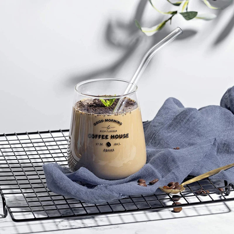 4/8Pcs Reusable Glass Straws Clear Glass Drinking Straws 8 Inch 8mm Tubes Juice Smoothie Tea Straws Glasses Straw Set for Drinks